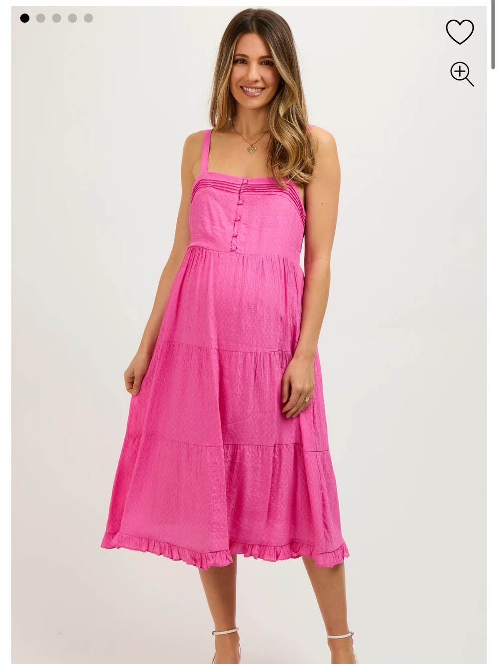 PinkBlush Maternity Tiered Sundress with Button Bodice